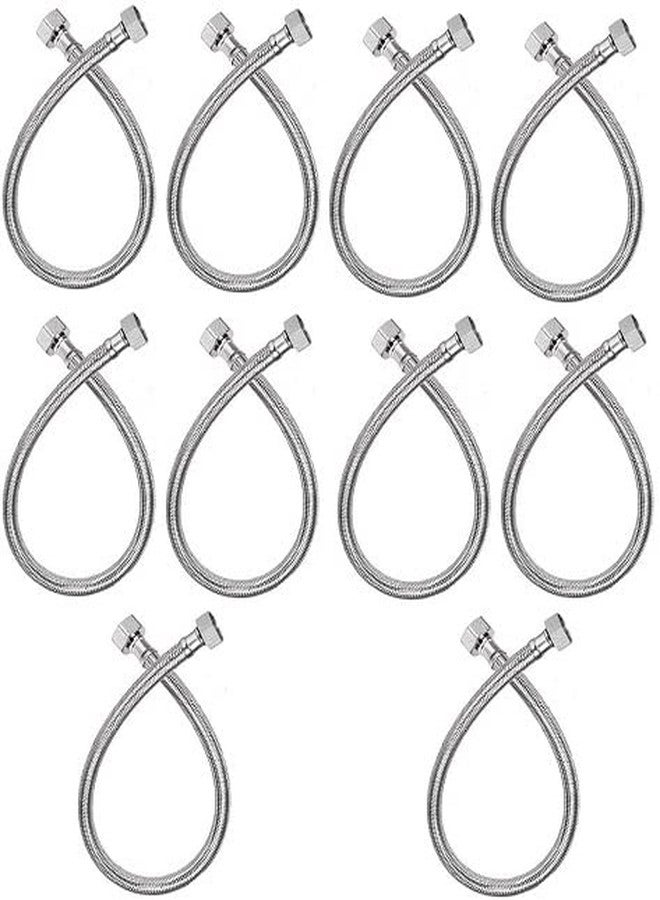 SPAZIO خرطوم توصيل من الفولاذ المقاوم للصدأ من Spazio بطول 18 بوصة، شديد التحمل، بلمسة نهائية من الكروم، مناسب لإكسسوارات الحمامات/إكسسوارات المراحيض (عبوة من 10 قطع) - Image 1